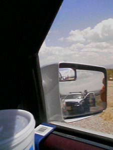 Rob, driving the Diamond Dog Dodge too fast for any roads. Get him officer!